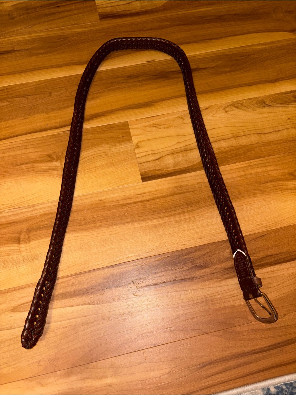 Men's Braided Leather Belt in Dark Brown